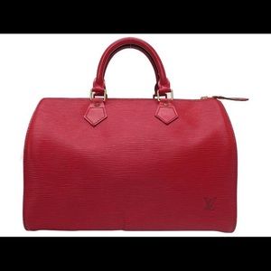 Louis Vuitton Speedy 30 Red Epi Leather Satchel